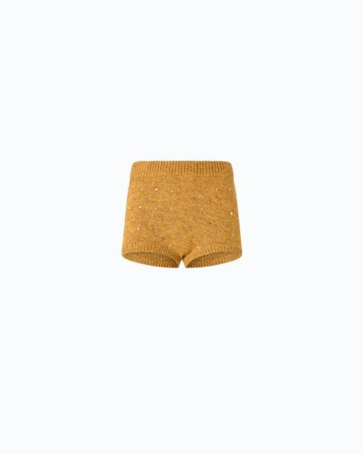 Pinko White Fully Rhinestoned Wool-Blend Shorts