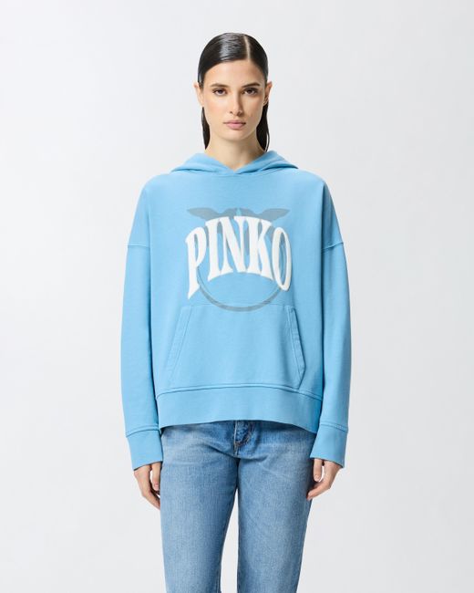 Felpa Con Cappuccio E Logo di Pinko in Blue