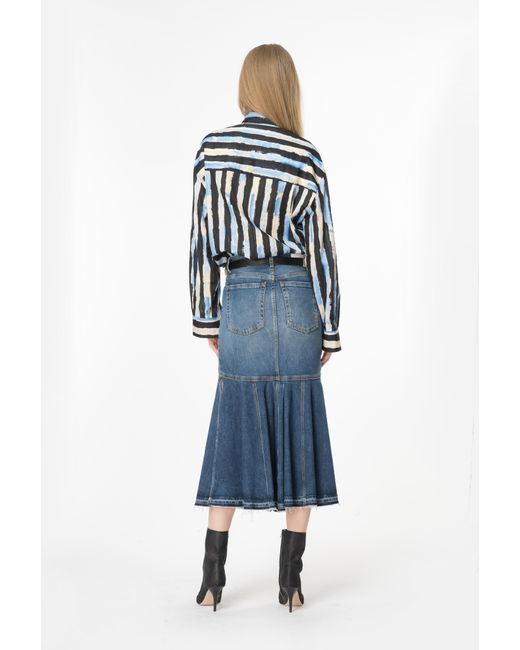 Pinko Blue Vintage Denim Midi Skirt