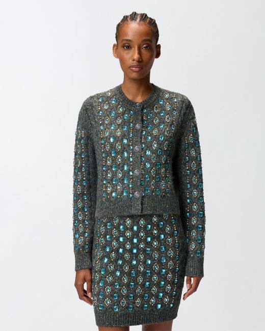 Pinko Green Cardigan With Jewel Embroidery