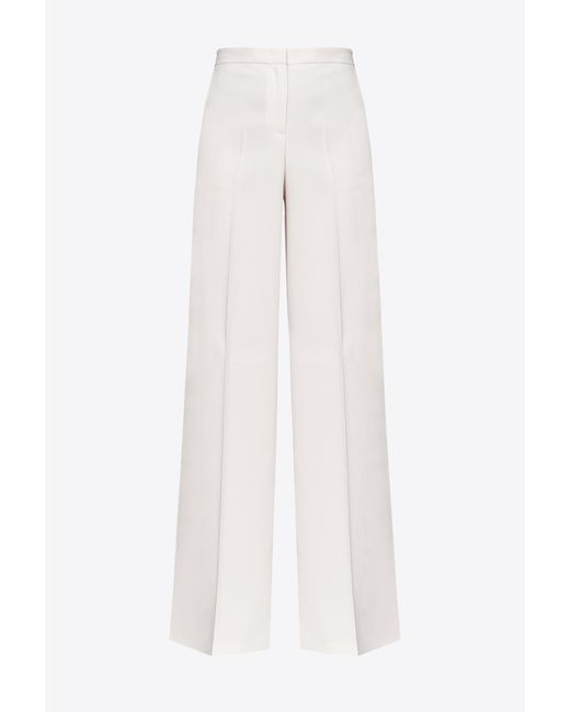 Pinko White Palazzo Trousers In Stretch Crepe