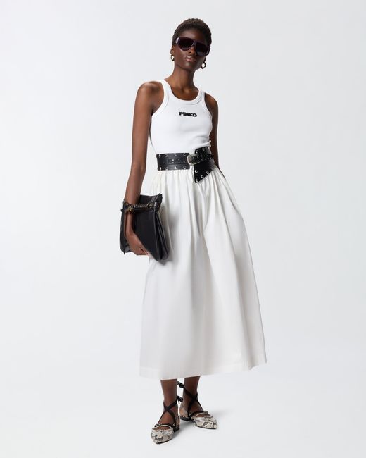 Pinko White Long Skirt With Elasticated Waist