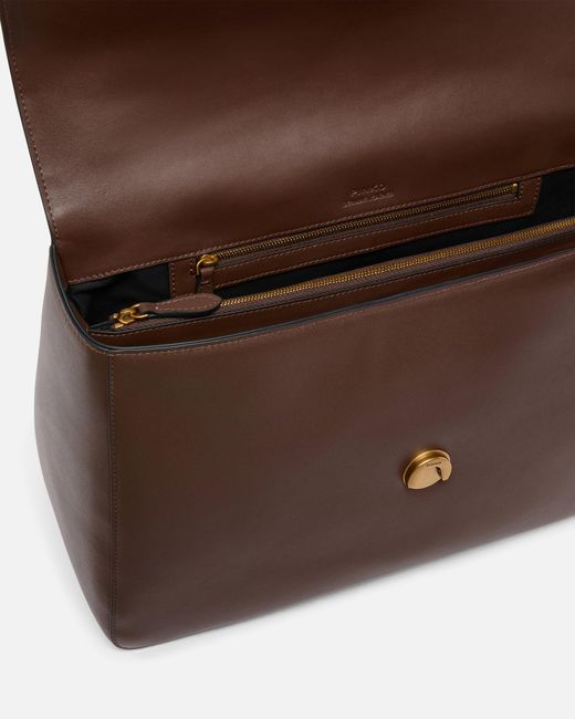 Pinko Brown Leather Maxi Love Bag Slouchy Shoulder Bag