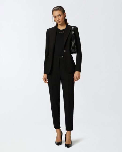 Pinko Black Ribbed Top With Logo