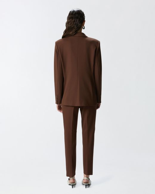 Pinko Brown Single-Breasted Blazer With Structured Shoulders, Dark