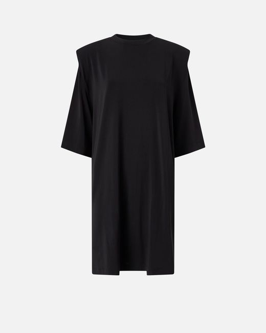 Pinko Black Mini Dress With Structured Shoulders And Chain