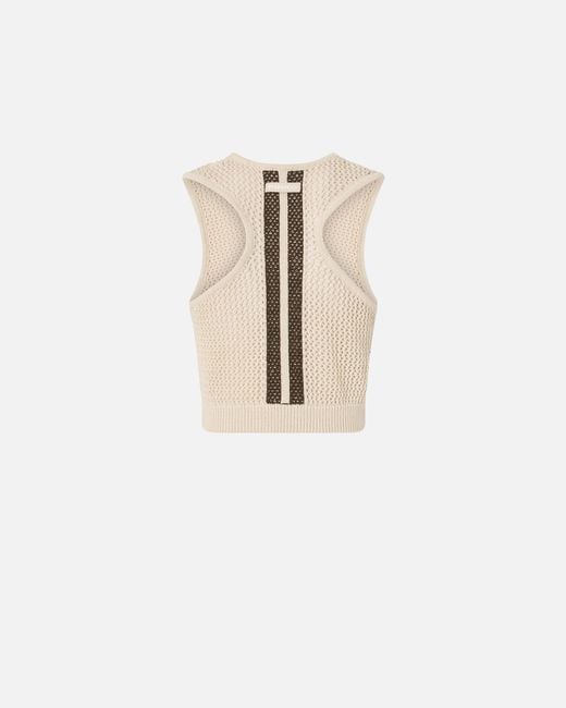 Pinko White Sleeveless Crop Top With Bands On The Back