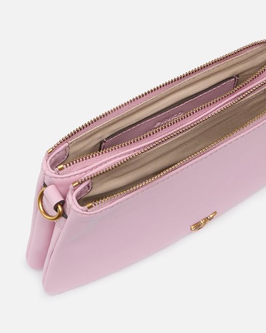 Pinko Pink Leather Mini Double Bag With Shoulder Strap