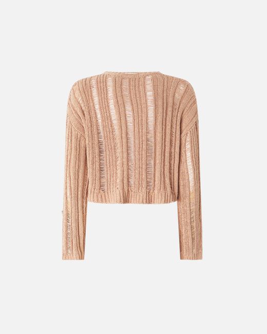 Pinko Natural Openwork Sweater With Jewel Details