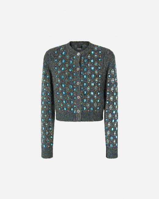 Pinko Green Cardigan With Jewel Embroidery