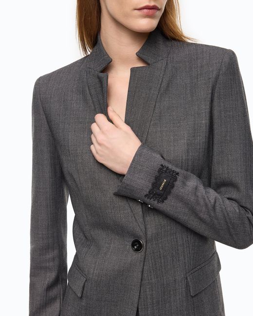 Pinko Gray Tailored Wool-Blend Jacket