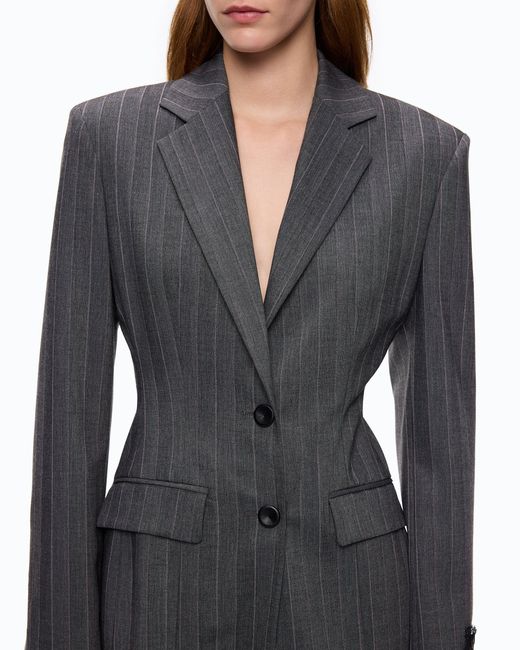 Pinko Black Pinstriped Wool-Blend Jacket