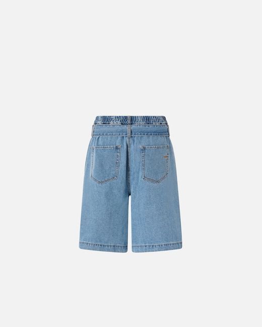 Bermudas Anchas De Denim Con Cinturón Pinko de color Blue