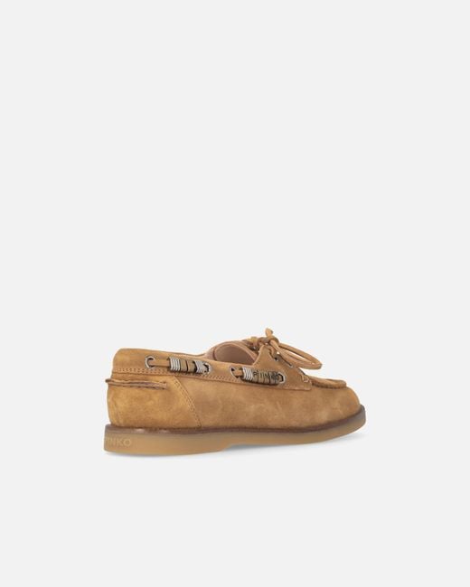 Pinko White Suede Moccasins With Jewel Details