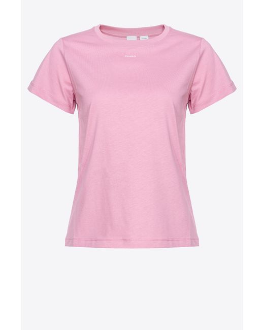 T-shirt mini logo di Pinko in Pink