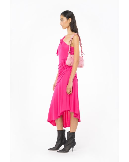 Pinko Pink One-shoulder Dress With Flounce