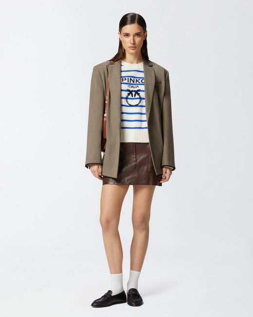 Pinko Blue Striped Sweater With Logo