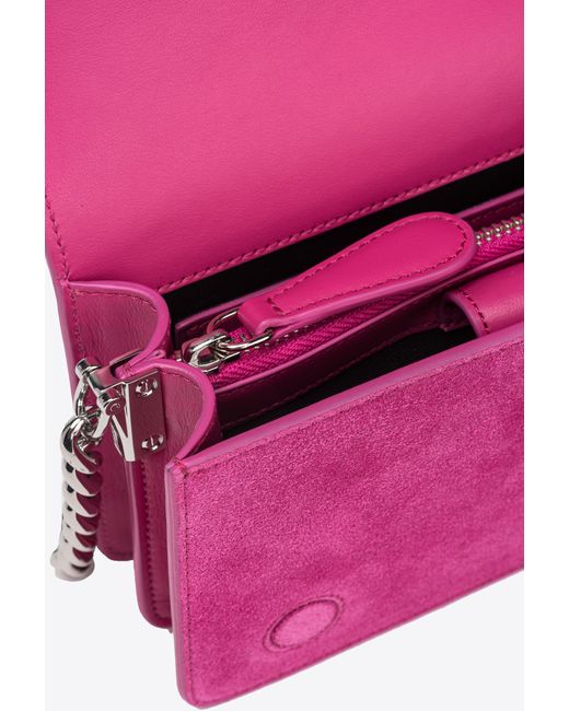 Pinko Pink Galleria Full-Rhinestone Mini Love Bag Click, Fuchsia-Shiny Nickel