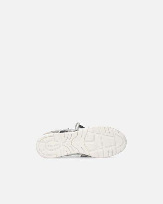 Pinko White Python-Print Sneakers With Double Laces