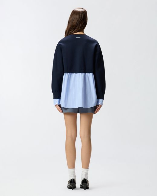 Pinko Blue Sweater With Shirt Insert
