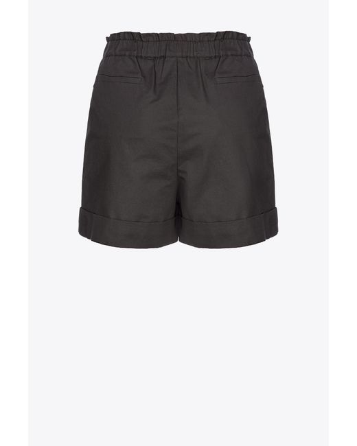 Pinko Black Slub Linen Shorts