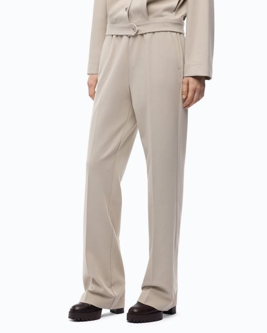 Pinko White Straight-Leg Trousers With Elasticated Waist