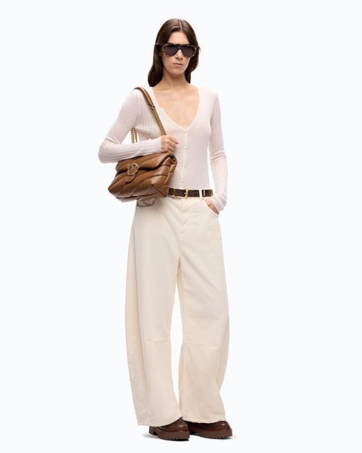 Pinko White Barrel-Fit Corduroy Trousers