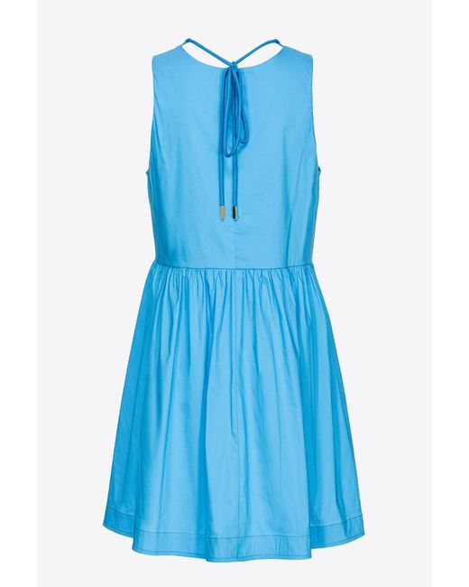 Pinko Blue Technical Poplin Mini Dress