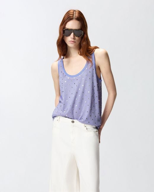 Pinko Purple Mesh Vest Top With Mirror Detail