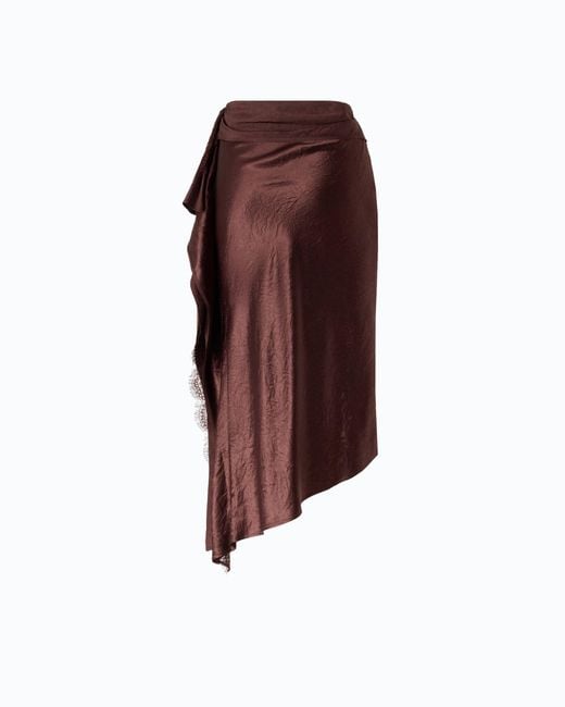 Pinko Red Asymmetric Midi Skirt