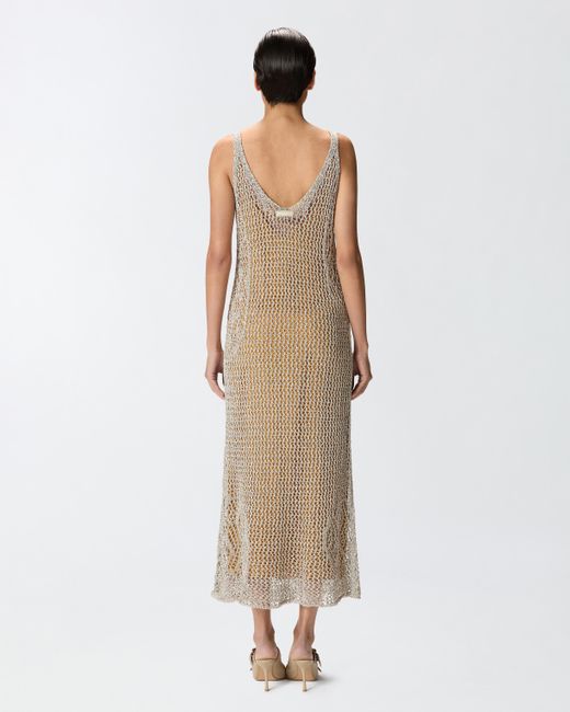 Pinko White Sequinned Mermaid Dress With Openwork
