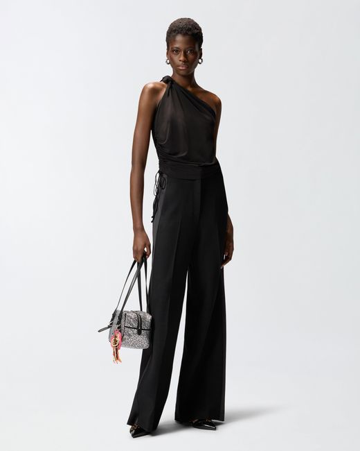 Pinko Black One-Shoulder Top With Knot Detail