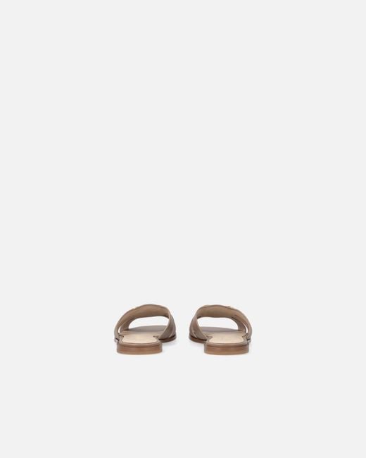 Pinko White Leather Slip-On Sandals With Love Birds Logo