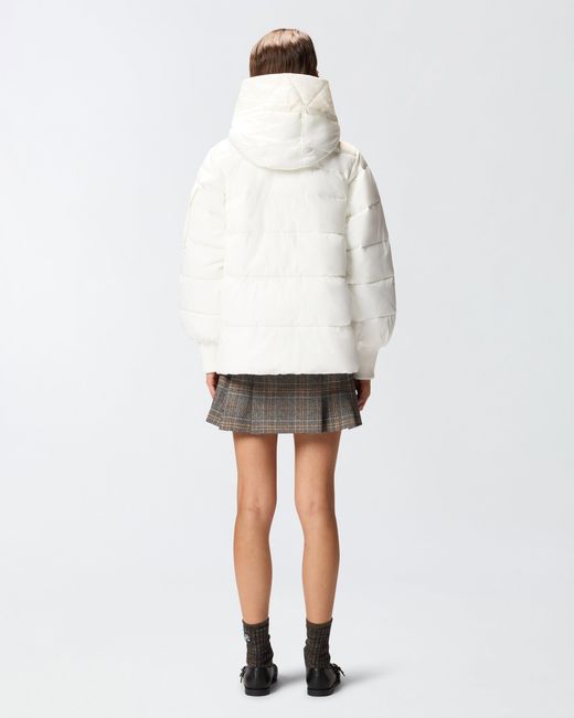 Pinko White Technical Canvas Jacket With Hood