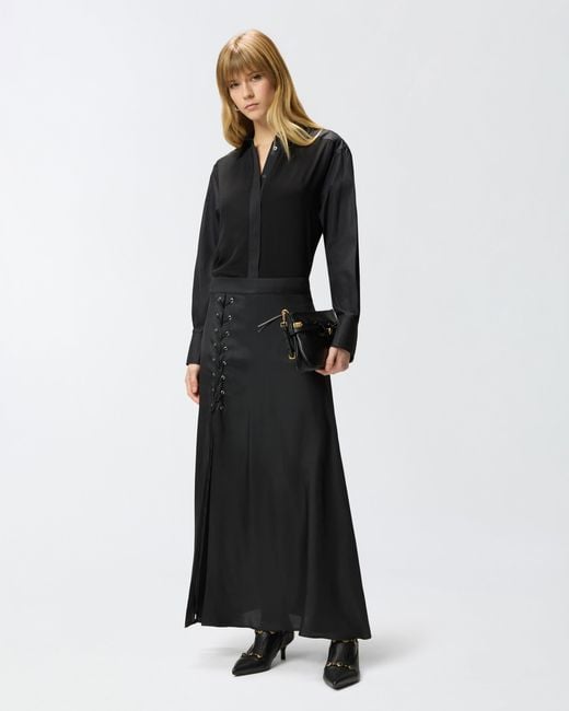 Pinko Black Poplin And Crêpe Shirt