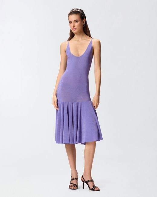 Pinko Purple Mini Dress With Shoulder Straps And Pleats