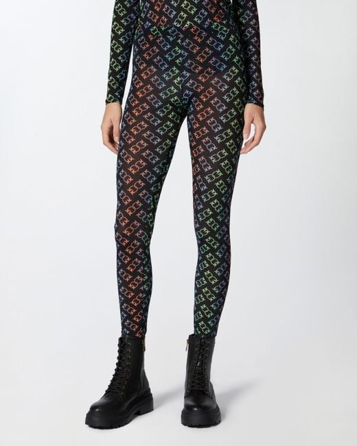 Pinko Lightweight Love Birds Monogram Print leggings in Black Lyst UK
