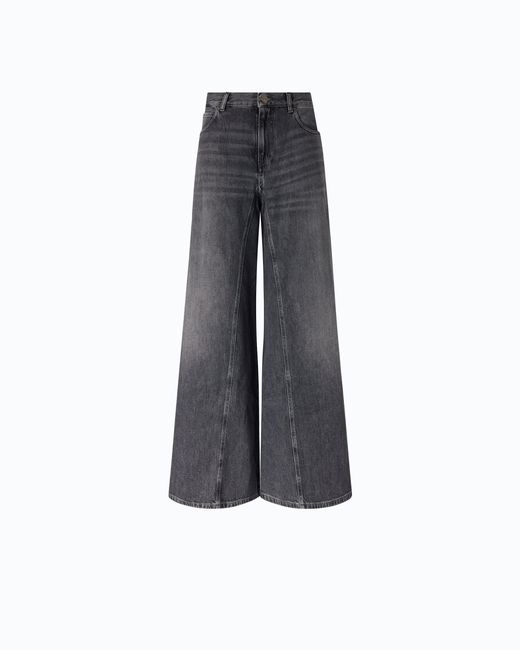 Pinko Blue Flared Jeans With Super Wide Leg