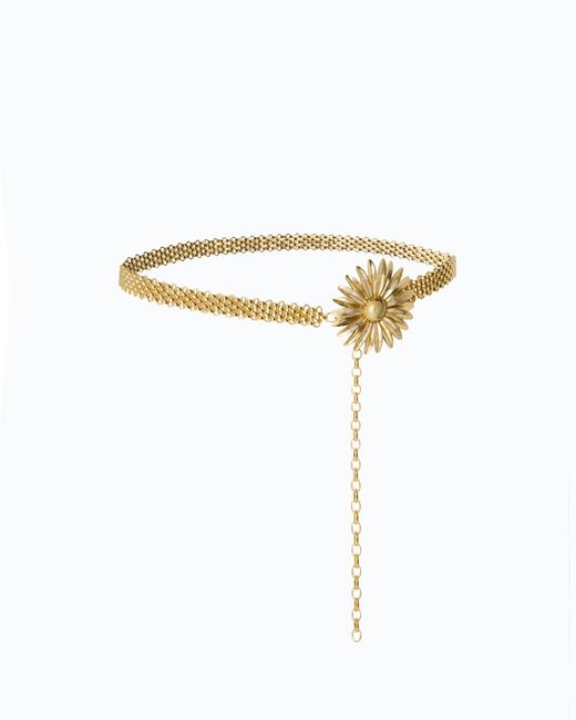 Pinko White Chain Belt With Flower, 1.5 Cm