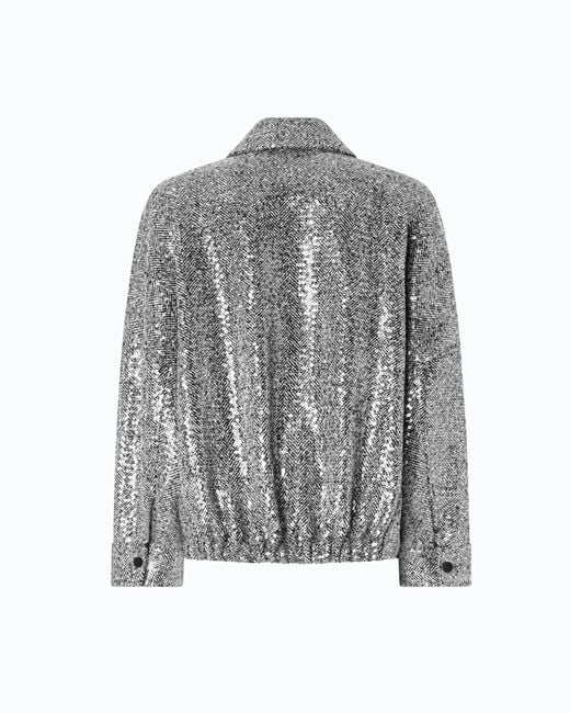 Pinko Gray Sequinned Pea Coat