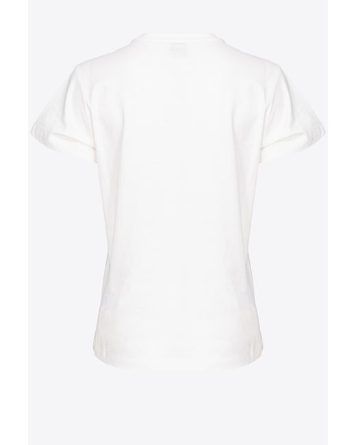 T-shirt con ricamo rodeo di Pinko in White