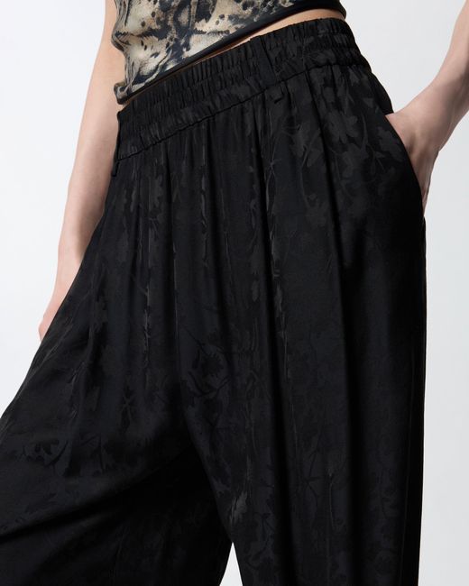 Pinko Black Floral Jacquard Trousers
