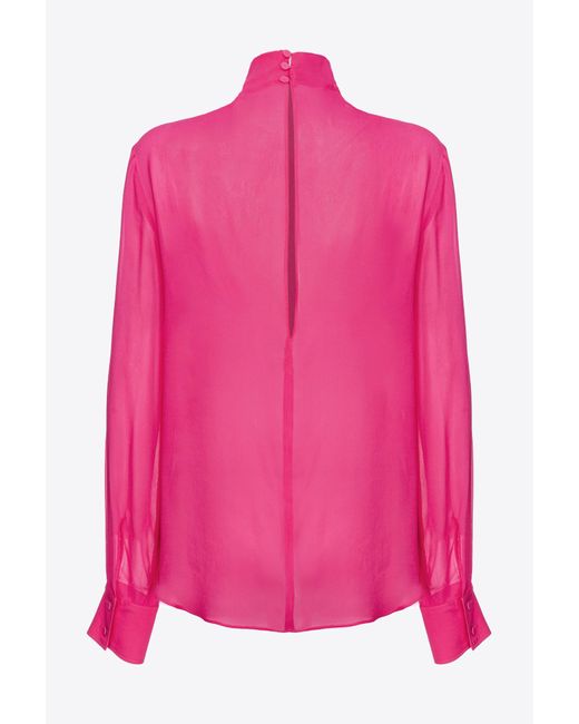Pinko Pink High-neck Georgette Blouse