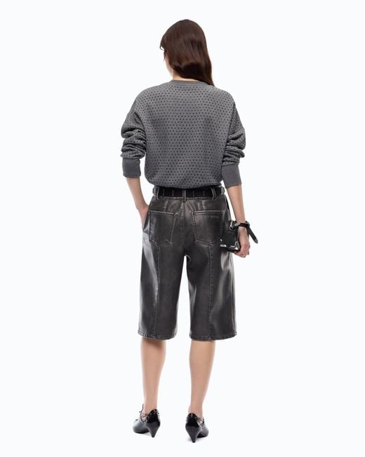 Pinko Gray Vintage-Effect Canvas Bermuda Shorts