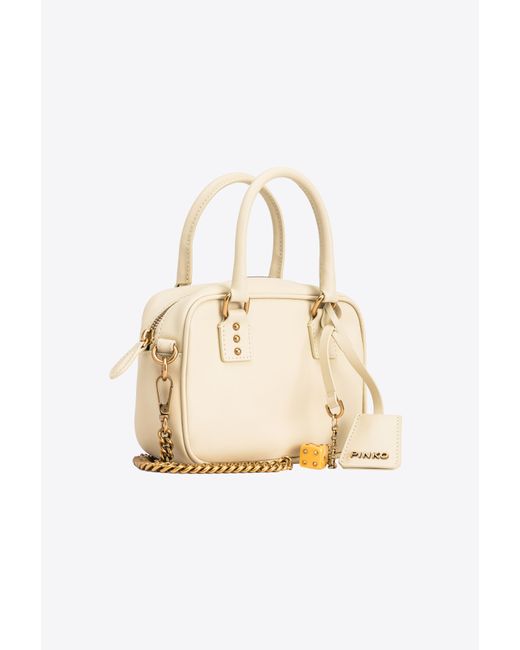 Pinko Natural Mini Bowling Bag In Leather