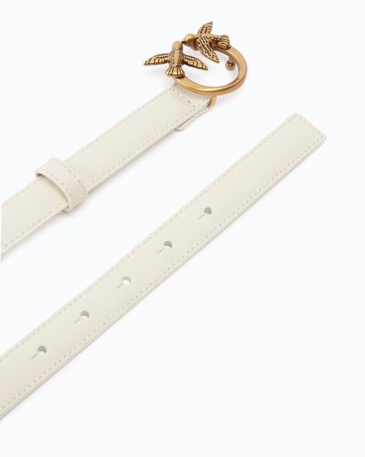 Pinko White Love Berry H2 Belt.Low Calf Ss26