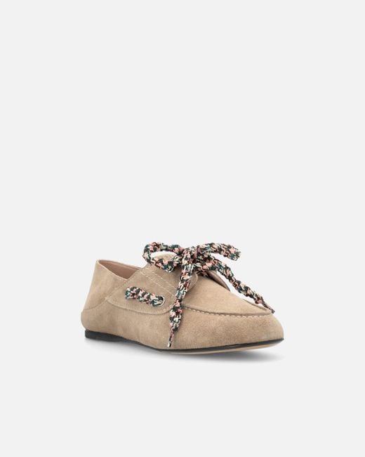 Pinko White Suede Moccasins With Multicoloured Laces