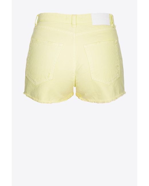 Pinko Yellow Cotton Bull Shorts