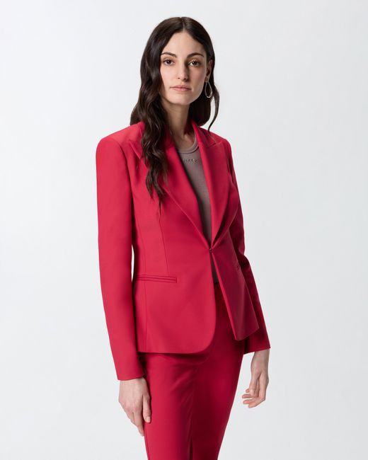 Pinko Red Satin Jacket With Rear Slit