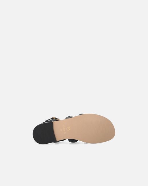 Pinko White Flat Sandals With Straps And Studs